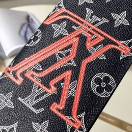 Replica Louis Vuitton Black Monogram Red LV Brazza Wallet