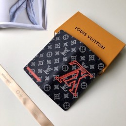 Replica Louis Vuitton Black Monogram Red LV Brazza Wallet
