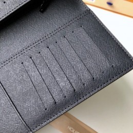 Replica Louis Vuitton Black Monogram Red LV Brazza Wallet