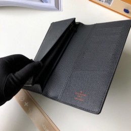 Replica Louis Vuitton Black Monogram Red LV Brazza Wallet