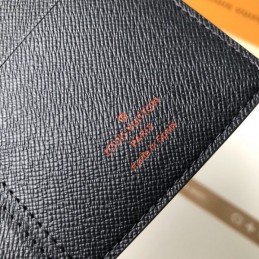 Replica Louis Vuitton Black Monogram Red LV Brazza Wallet