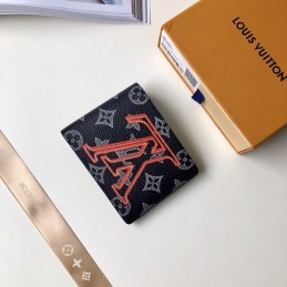 Replica Louis Vuitton Black Monogram Orange LV Multiple Wallet