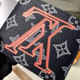 Replica Louis Vuitton Black Monogram Orange LV Multiple Wallet
