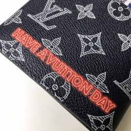 Replica Louis Vuitton Black Monogram Orange LV Multiple Wallet