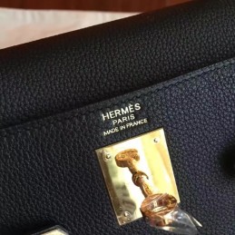 Replica Hermes Black Kelly 28 Smooth Leather Gold Hardware Bag