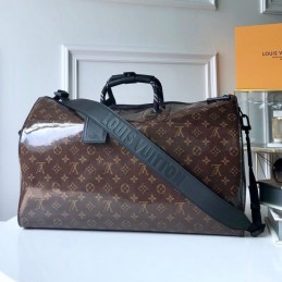 Replica Louis Vuitton Brown Monogram Titanium Keepall Bandouliere 50