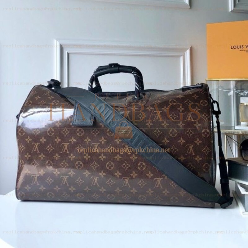 Replica Louis Vuitton Brown Monogram Titanium Keepall Bandouliere 50
