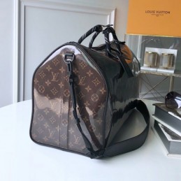 Replica Louis Vuitton Brown Monogram Titanium Keepall Bandouliere 50