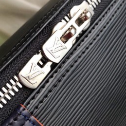 Replica Louis Vuitton Black Leather Rainbow Trim Keepall Bandouliere 45