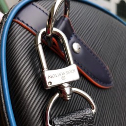 Replica Louis Vuitton Black Leather Rainbow Trim Keepall Bandouliere 45