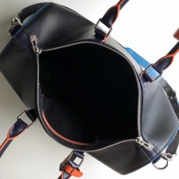 Replica Louis Vuitton Black Leather Rainbow Trim Keepall Bandouliere 45