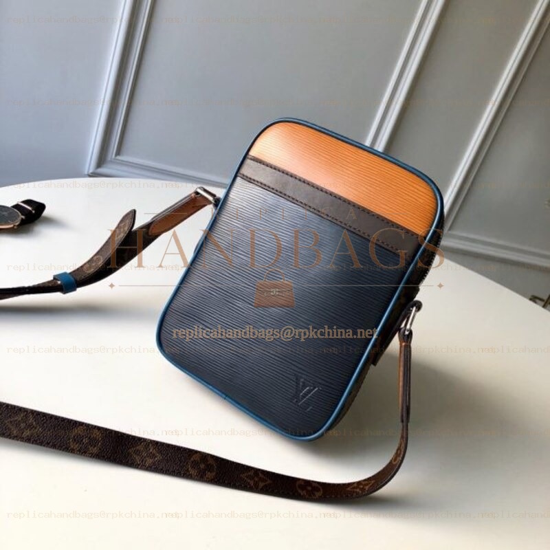 Replica Louis Vuitton Black Epi Leather Orange Trim Danube Slim