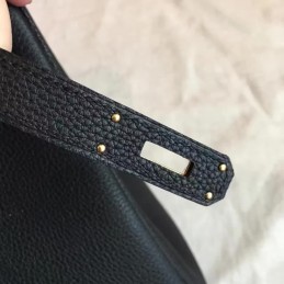 Replica Hermes Black Kelly 28 Smooth Leather Gold Hardware Bag