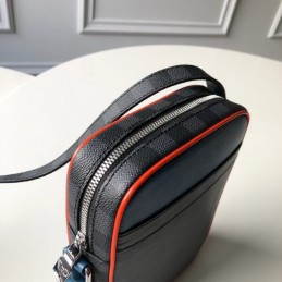 Replica Louis Vuitton Black Epi Leather Red Trim Danube Slim