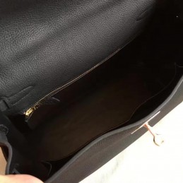 Replica Hermes Black Kelly 28 Smooth Leather Gold Hardware Bag