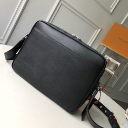 Replica Louis Vuitton Black Leather Blue Trim Nil Messenger