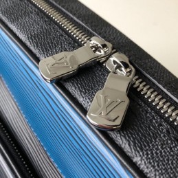 Replica Louis Vuitton Black Leather Blue Trim Nil Messenger