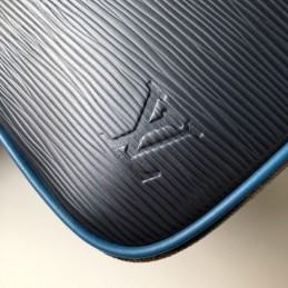 Replica Louis Vuitton Black Leather Blue Trim Nil Messenger