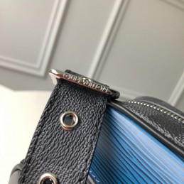 Replica Louis Vuitton Black Leather Blue Trim Nil Messenger