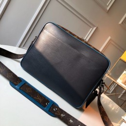 Replica Louis Vuitton Black Leather Orange Trim Nil Messenger