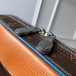 Replica Louis Vuitton Black Leather Orange Trim Nil Messenger