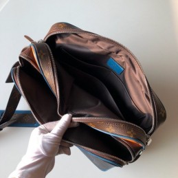 Replica Louis Vuitton Black Leather Orange Trim Nil Messenger