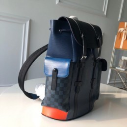 Replica Louis Vuitton Damier Graphite Orange Trim Christopher Backpack
