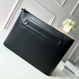 Replica Louis Vuitton Black Taiga Leather Front Zip Pochette Cosmos