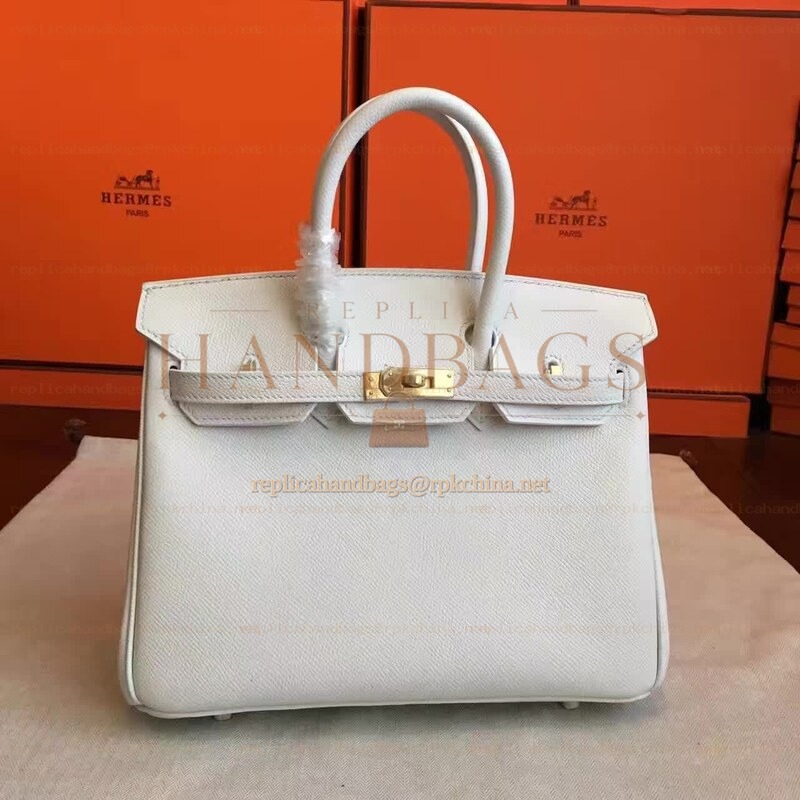 Replica Hermes White Birkin 25 Gold Hardware Bag