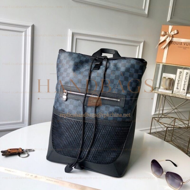 Replica Louis Vuitton Blue Damier Cobalt Matchpoint Backpack