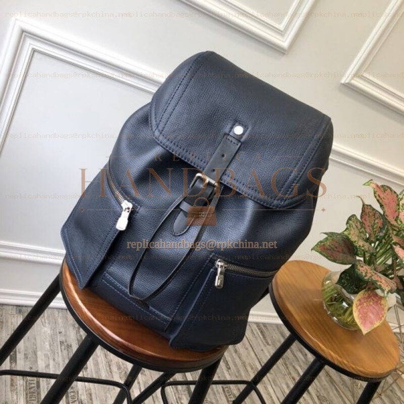 Replica Louis Vuitton Navy Blue Leather Canyon Backpack