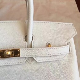 Replica Hermes White Birkin 25 Gold Hardware Bag