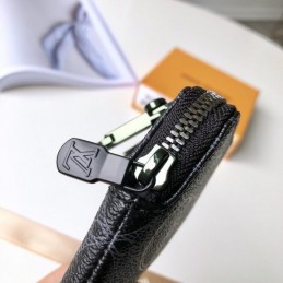 Replica Louis Vuitton Black Monogram White Flower Zip Charm Wallet