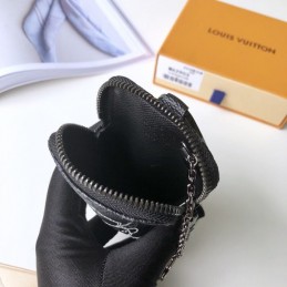 Replica Louis Vuitton Black Monogram White Flower Zip Charm Wallet
