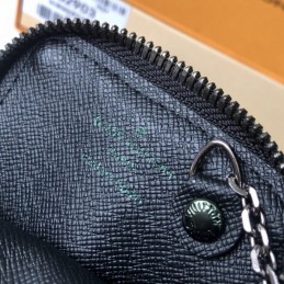 Replica Louis Vuitton Black Monogram White Flower Zip Charm Wallet