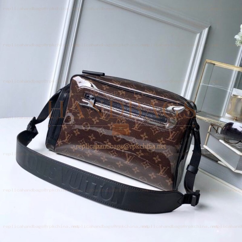 Replica Louis Vuitton Brown Monogram Titanium Camera Bag Wide Strap