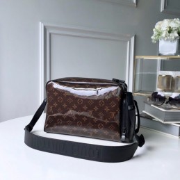 Replica Louis Vuitton Brown Monogram Titanium Camera Bag Wide Strap
