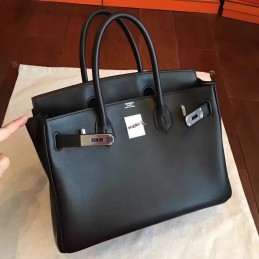 Replica Hermes Black Birkin 30 Palladium Hardware Bag