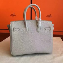 Replica Hermes Light Gray Birkin 25 Smooth Leather Gold Hardware Bag