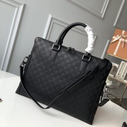 Replica Louis Vuitton Black Damier Side Strap Porte Documents Jour