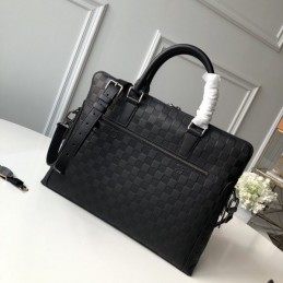 Replica Louis Vuitton Black Damier Side Strap Porte Documents Jour