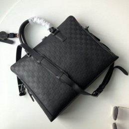 Replica Louis Vuitton Black Damier Side Strap Porte Documents Jour