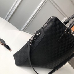Replica Louis Vuitton Black Damier Side Strap Porte Documents Jour