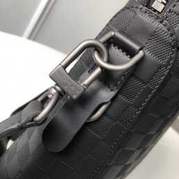 Replica Louis Vuitton Black Damier Side Strap Porte Documents Jour