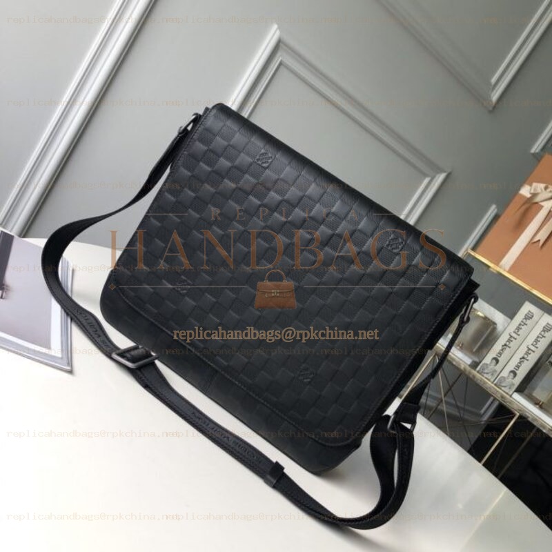 Replica Louis Vuitton Black Damier Graphite District MM with Large Check Pattern