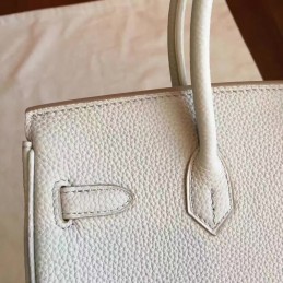 Replica Hermes Light Gray Birkin 25 Smooth Leather Gold Hardware Bag