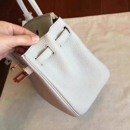 Replica Hermes Light Gray Birkin 25 Smooth Leather Gold Hardware Bag