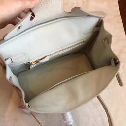 Replica Hermes Light Gray Birkin 25 Smooth Leather Gold Hardware Bag