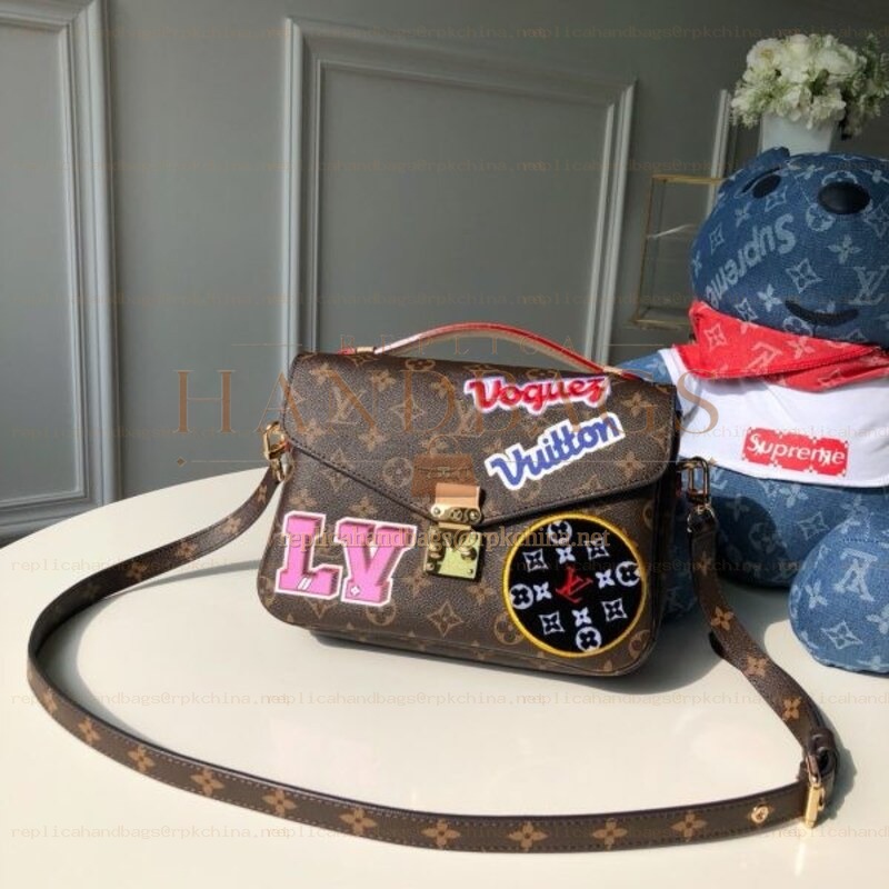 Replica Louis Vuitton Brown Monogram Travel Patch Metis Pochette
