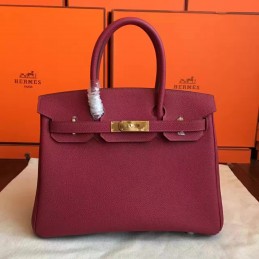 Replica Hermes Burgundy Birkin 30 Smooth Leather Gold Hardware Bag
